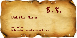 Babitz Nina névjegykártya